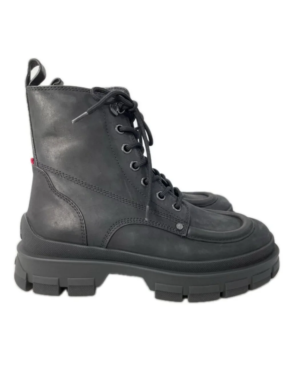 Moncler Hevea City Smooth Leather Rubber Logo Lace-up Ankle Boots